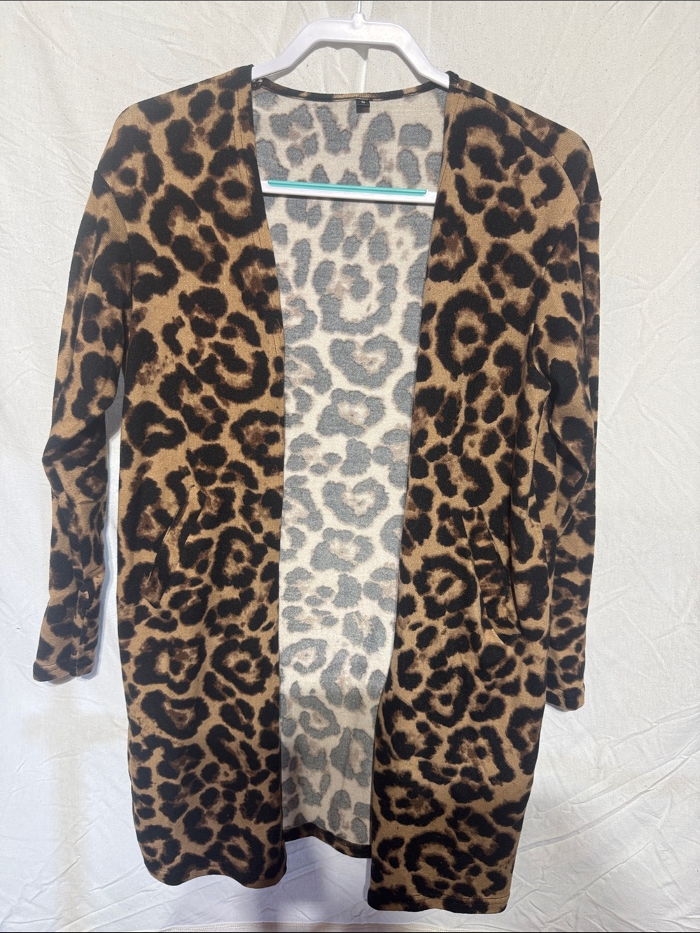 Leopard Print Open-Front Women's Cardigan - Brown
